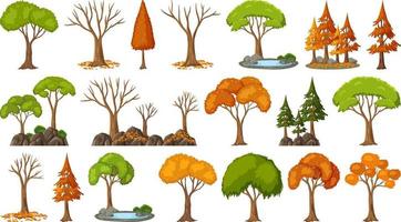 Set of four seasons trees on white background vector