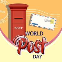 World Post Day logo with post box and envelope vector