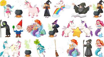 Set of fantasy fairy tale characters and elements vector