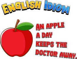 El idioma inglés con una manzana al día mantiene alejado al médico. vector