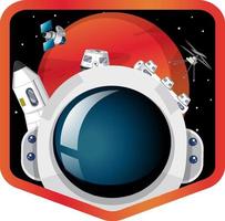 Astronaut in the space badge on white background vector