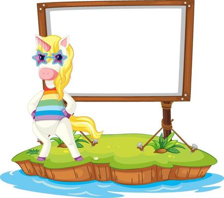 Fantasy unicorn with empty board