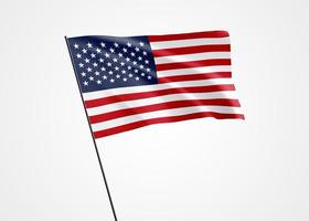 USA flag flying high in the sky American independence day. 3D illustration world national flag collection