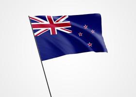 New Zealand flag flying high in the isolated background New Zealand independence day. 3D illustration world national flag collection photo