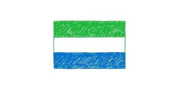 Sierra Leone Flag Marker Whiteboard or Pencil Color Sketch Animation for Presentation video