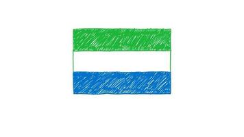 Sierra Leone Flag Marker Whiteboard oder Bleistift-Farbskizzenanimation für die Präsentation video