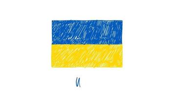 quadro branco de marcador de bandeira de ucrânia ou desenho animado de desenho a cores para apresentação video