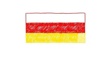 South Ossetia Flag Marker Whiteboard or Pencil Color Sketch Animation for Presentation