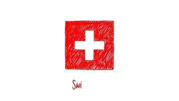 Switzerland Flag Marker Whiteboard or Pencil Color Sketch Animation for Presentation video