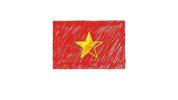 Vietnam Flag Marker Whiteboard or Pencil Color Sketch Animation for Presentation