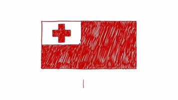 Tonga Flag Marker Whiteboard oder Bleistift-Farbskizzenanimation für die Präsentation video