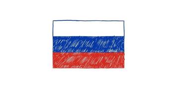 quadro branco do marcador da bandeira da Rússia ou desenho animado de desenho a cores para apresentação