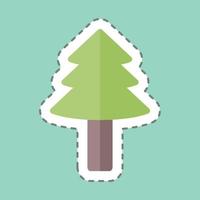 Tree II Sticker in trendy line cut isolated on blue background vector