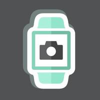 Camera App Sticker in trendy isolated on black background vector