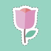 Rose Tailor Sticker in trendy line cut isolated on blue background vector