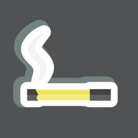 Lit Cigarette Sticker in trendy isolated on black background vector