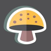 Single Mushroom Sticker in trendy isolated on black background vector