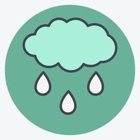 Icono de nube de lluvia en el moderno estilo de color mate aislado sobre fondo azul suave vector
