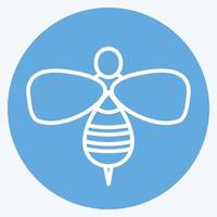 Honey Bee Icon in trendy blue eyes style isolated on soft blue background vector
