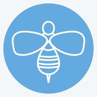 icono de abeja de miel en el moderno estilo de ojos azules aislado sobre fondo azul suave vector