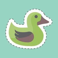 Duckling Tailor Sticker in trendy line cut isolated on blue background vector