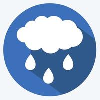 icono de nube de lluvia en el moderno estilo de sombra larga aislado sobre fondo azul suave vector