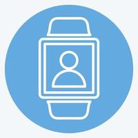 Usuario en el icono de reloj en el moderno estilo de ojos azules aislado sobre fondo azul suave vector