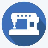 Automatic Machine Tailor Icon in trendy long shadow style isolated on soft blue background vector