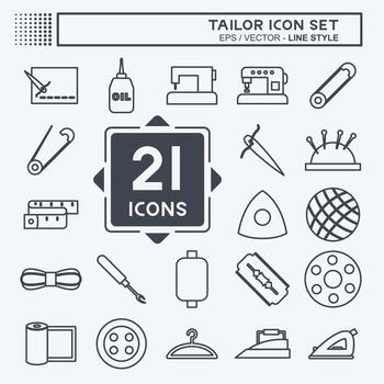 Tailor Icon Set Icon in trendy line style isolated on soft blue background vector