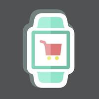 Shopping App Sticker in trendy isolated on black background vector
