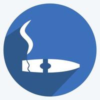 Icono de cigarro encendido en estilo de línea de moda aislado sobre fondo azul suave vector