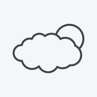 Sun Cloud Icon in trendy line style isolated on soft blue background vector