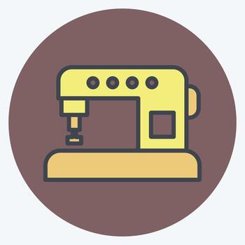 Icono de sastre de máquina automática en el moderno estilo de color mate aislado sobre fondo azul suave vector