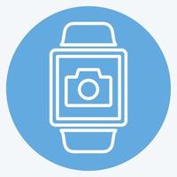 Camera App Icon in trendy blue eyes style isolated on soft blue background vector