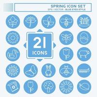 Spring Icon Set Icon in trendy blue eyes style isolated on soft blue background vector