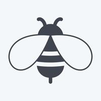 icono de abeja en estilo moderno glifo aislado sobre fondo azul suave vector