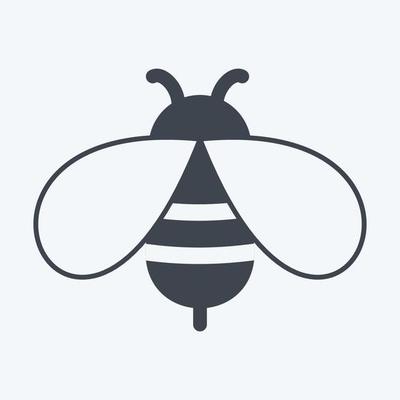 Bee Icon in trendy glyph style isolated on soft blue background