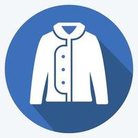 Warm Jacket Icon in trendy long shadow style isolated on soft blue background vector