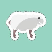 Sheep Tailor Sticker in trendy line cut isolated on blue background vector