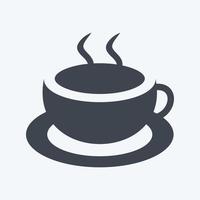 Hot Coffee Icon in trendy glyph style isolated on soft blue background vector