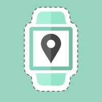 Location App Sticker in trendy line cut isolated on blue background vector