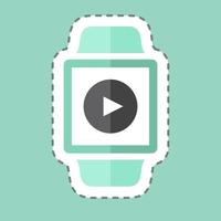 Video App Sticker in trendy line cut isolated on blue background vector