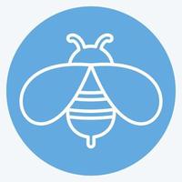 Bee Icon in trendy blue eyes style isolated on soft blue background vector