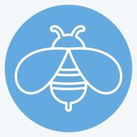 icono de abeja en el moderno estilo de ojos azules aislado sobre fondo azul suave vector