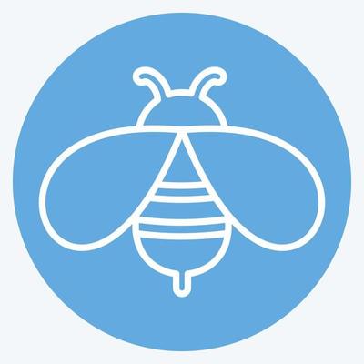 Bee Icon in trendy blue eyes style isolated on soft blue background