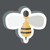 Adhesivo de abeja de miel en moda aislado sobre fondo negro vector