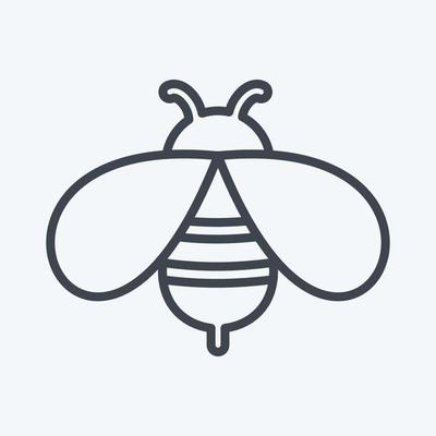 Bee Icon in trendy line style isolated on soft blue background