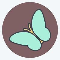 Icono de vuelo de mariposa en estilo de color mate de moda aislado sobre fondo azul suave vector