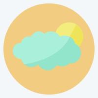 icono de nube de sol en estilo plano de moda aislado sobre fondo azul suave vector