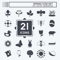 Spring Icon Set Icon in trendy glyph style isolated on soft blue background vector